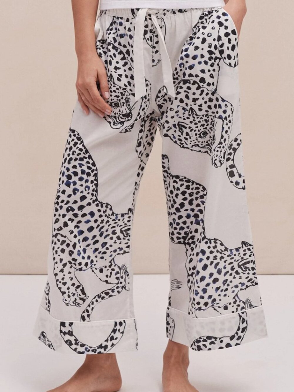 Desmond & Dempsey Wide Leg Pyjama Trousers XL The Jag Cream SEE DESCRIPTION